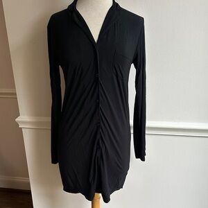 NAKED WARDROBE - BUTTON UP BODYCON DRESS Black Size XS